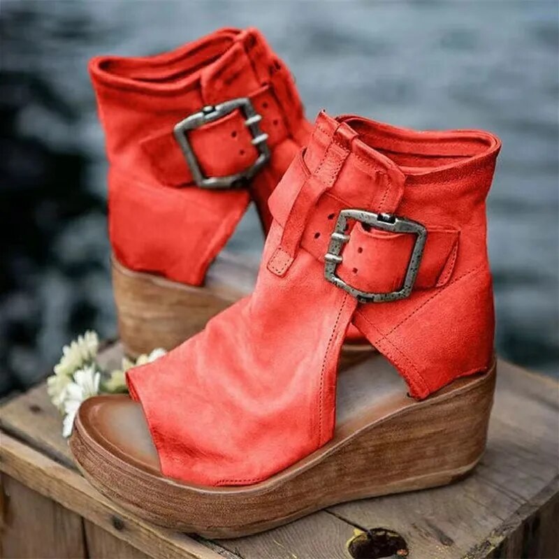 Ljudmila | Wedge Sandals With Buckle Ankle Strap