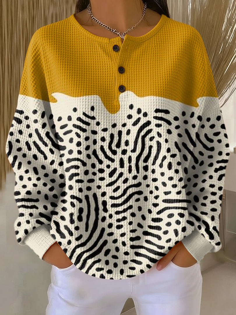 Willemijn | Waffle Knit Sweater With Assorted Prints