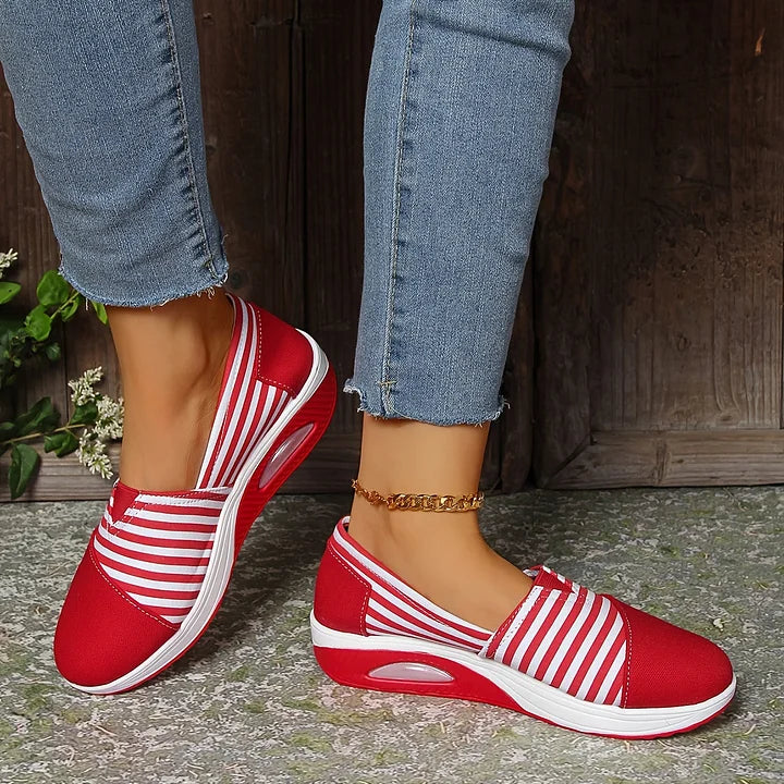 Tasha - Striped Slip On Wedge Sneakers