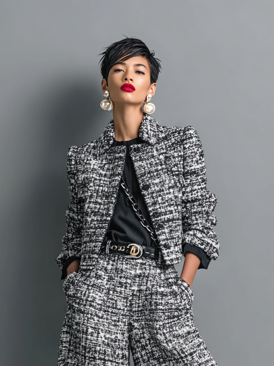 Aderet | Tweed Cropped Jacket Wide Leg Set