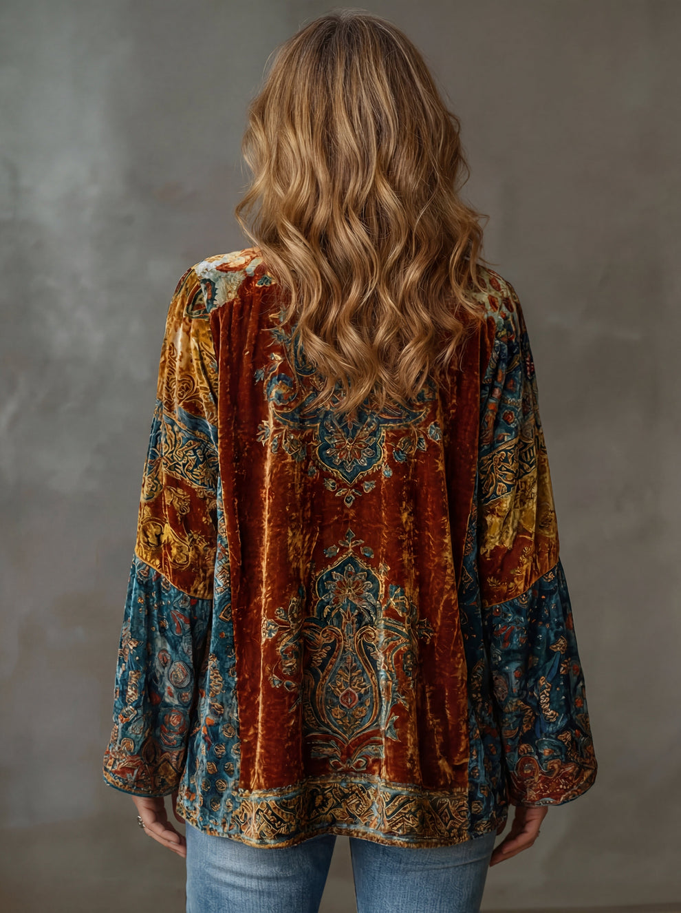 Elyska - Printed Open Front Kimono Jacket