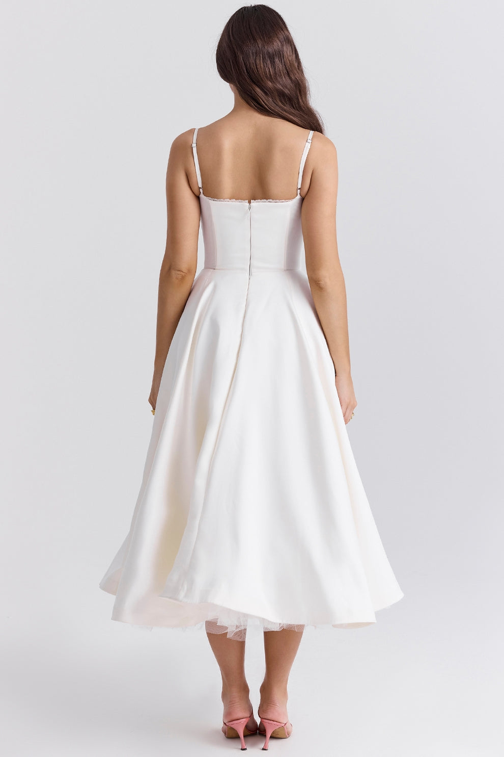 Arestina | Sleeveless Midi Dress with Tulle Hem