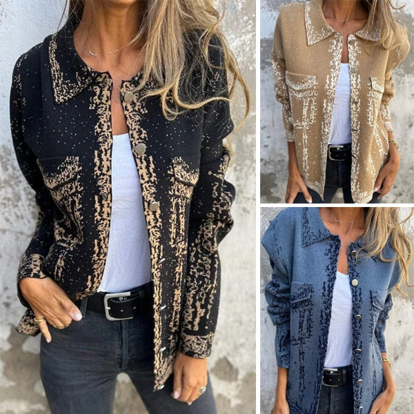 Ventra | Jacket Long-Sleeve Abstract Print Button Front