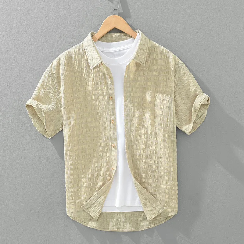 Rolloer | Textured Short Sleeve Button-Up Shirt