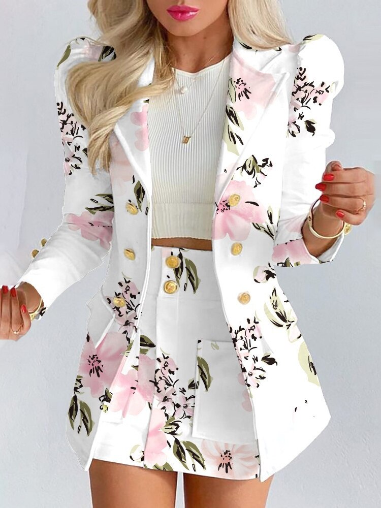 Manuela | Blazer and Mini Skirt Set With Buttons