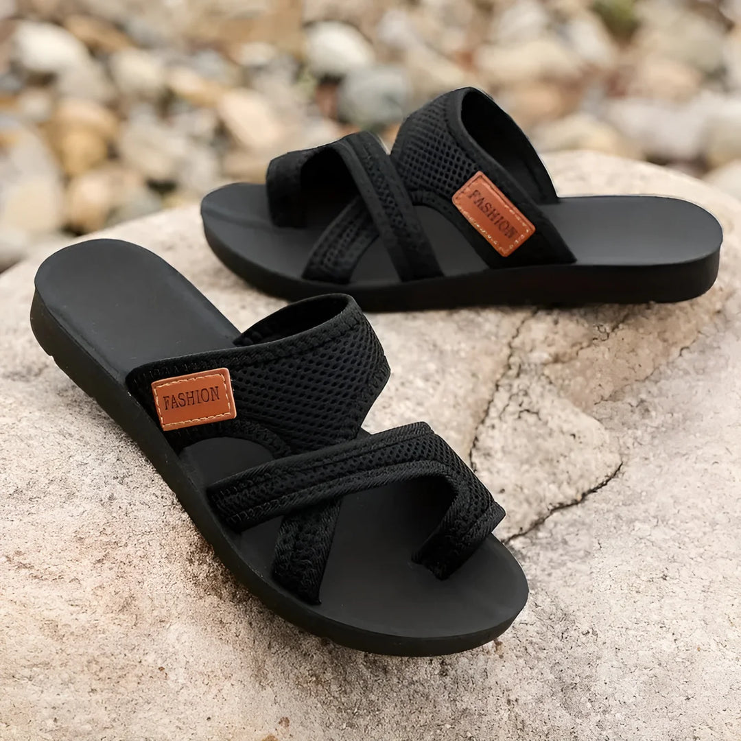 Layla | Black Cross Strap Open Toe Sandals