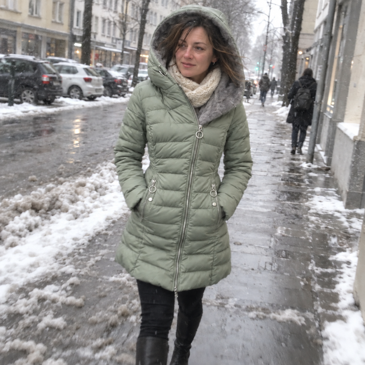 Gerardina | Coat With Quilting and Plush-Lined Oversized Hood