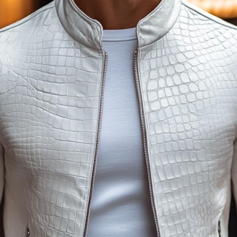 Oscar | Crocodile Texture Zip Front Jacket
