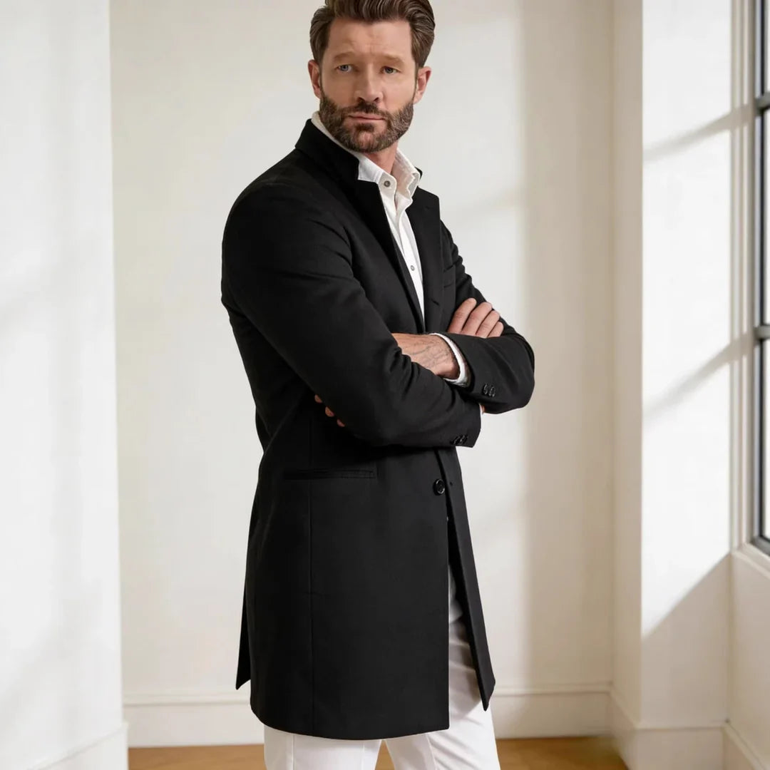 James | Overcoat with Notched Lapels and Buttons