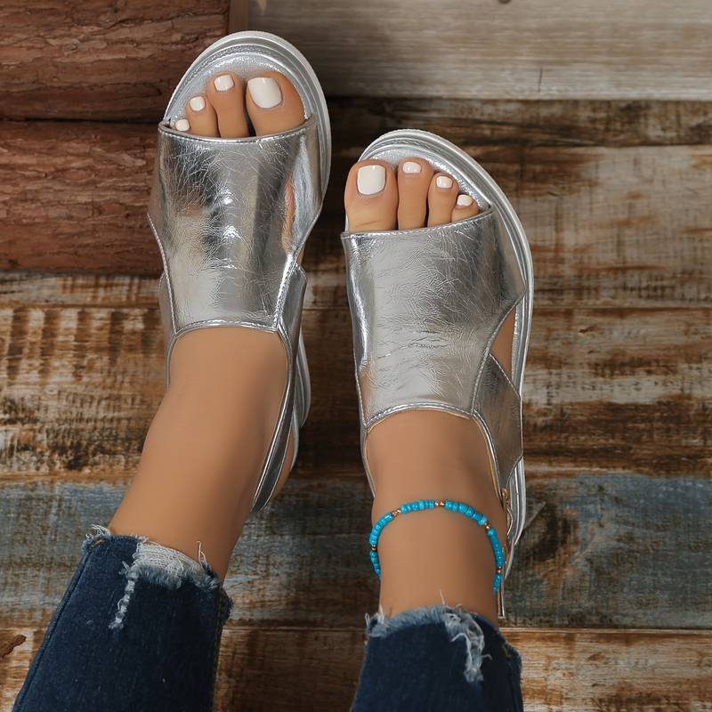 Mariëtte | Metallic Platform Slingback Sandals
