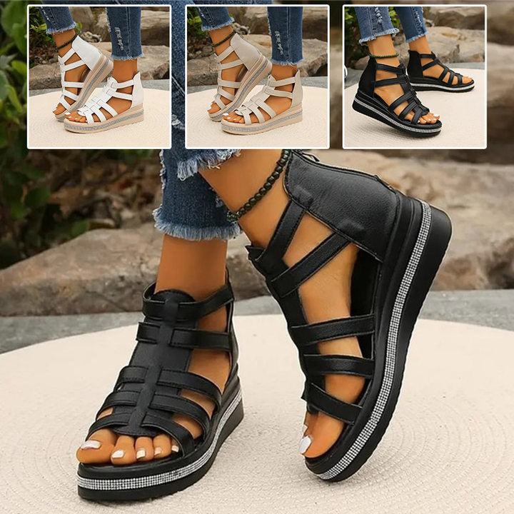 Queena | Strappy Platform Wedge Sandals