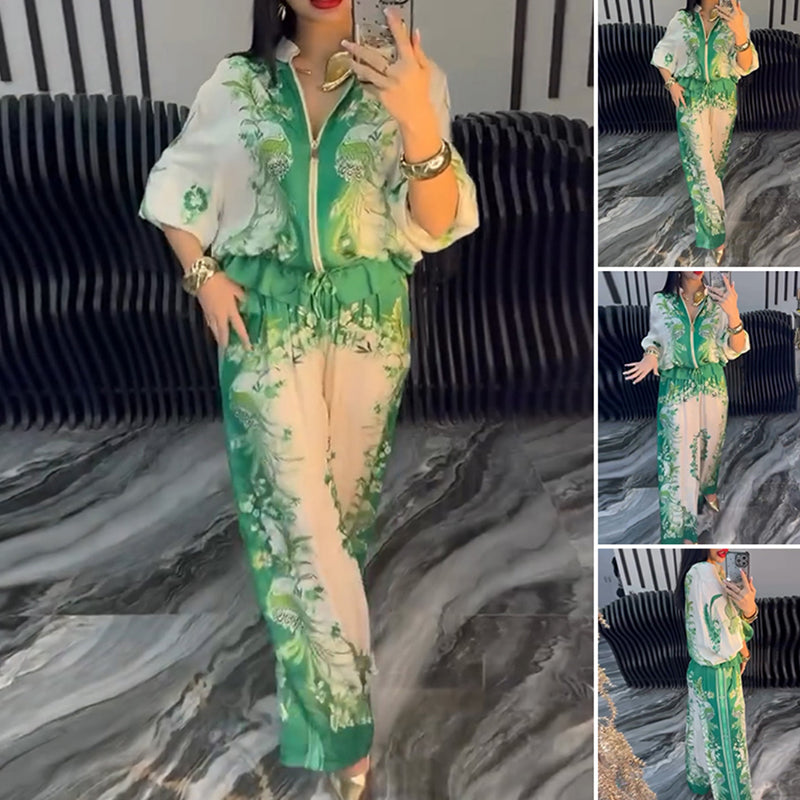 Sunmi | Floral Print Zip Front Two Piece Set