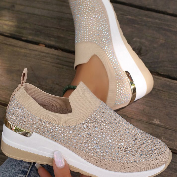 Haylay - Slip On Rhinestone Platform Sneakers