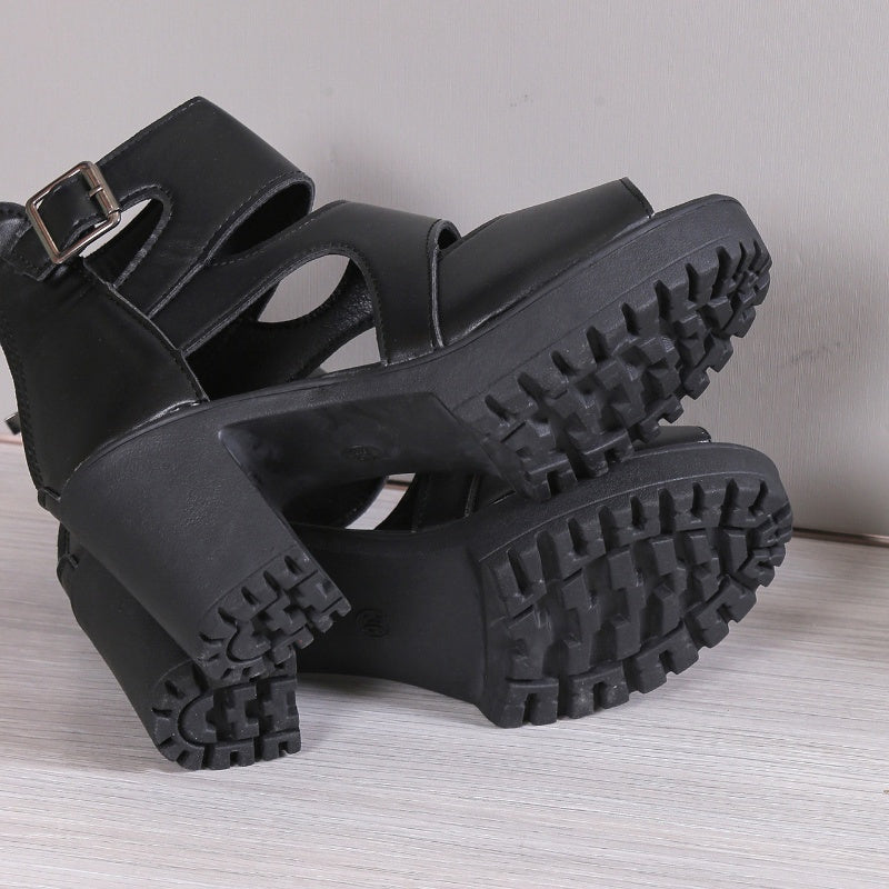 Valasia | High Heel Sandals Cutout Block Heel