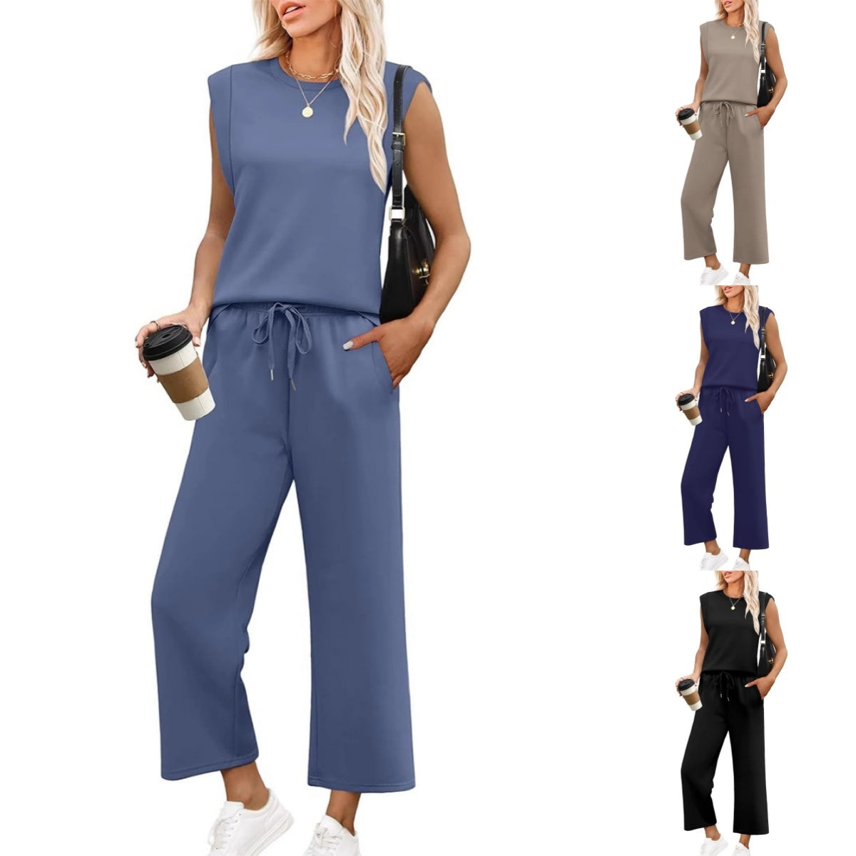 Odeta | Sleeveless Wide Leg Lounge Set
