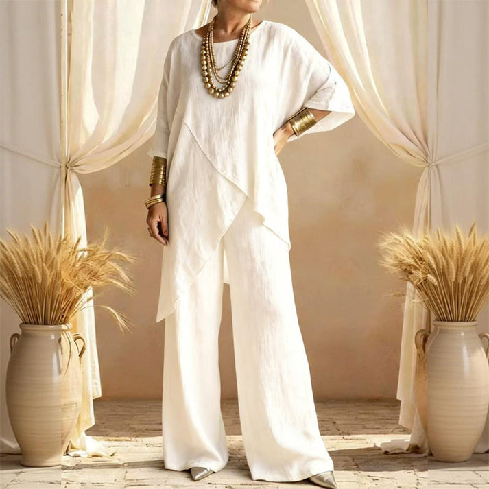 Ojana - Loose Fit Wide Leg Two Piece Set