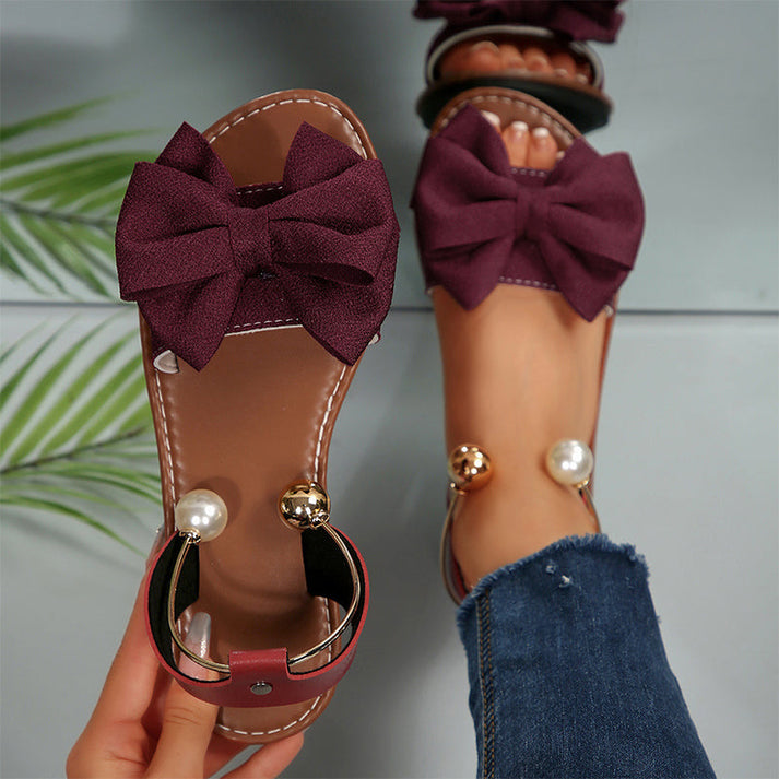 Maham | Bow Detail Open Toe Ankle Strap Sandals