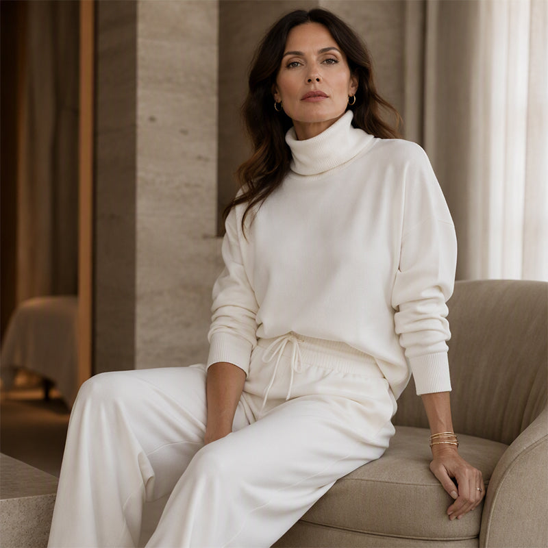 Vasiiaine | Wide Leg Turtleneck Two-Piece Set in Grey
