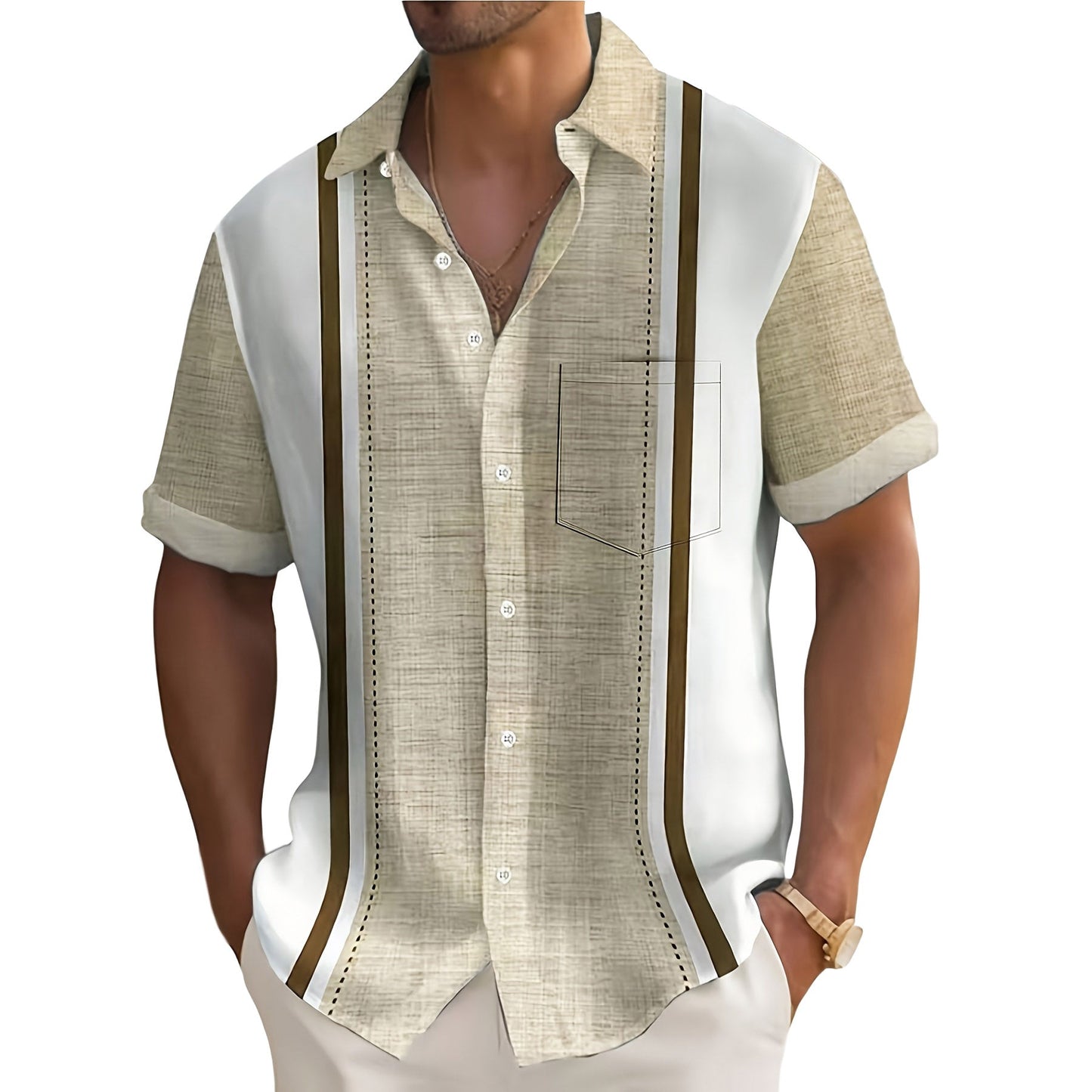 Nardo | Resort Shirt with Vertical Stripe Panels