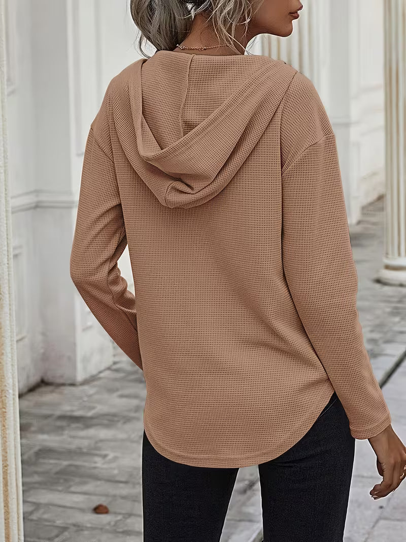 Heydi | Hooded Sweatshirt with V-Neck Curved Hem