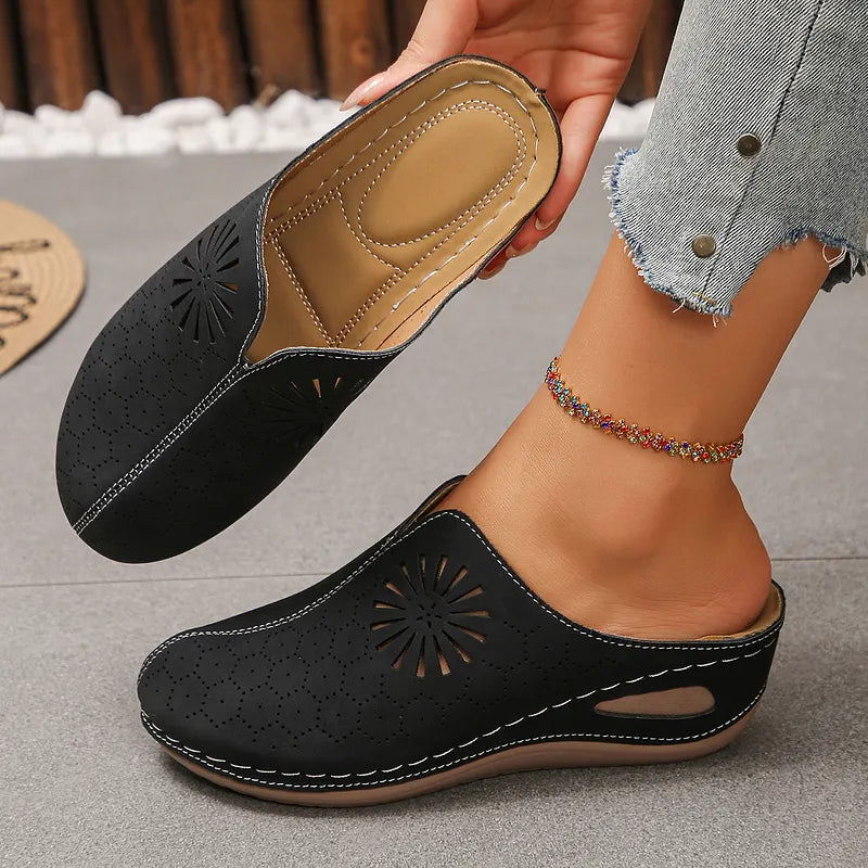 Lainey | Clog Mules With Cutout Floral Design