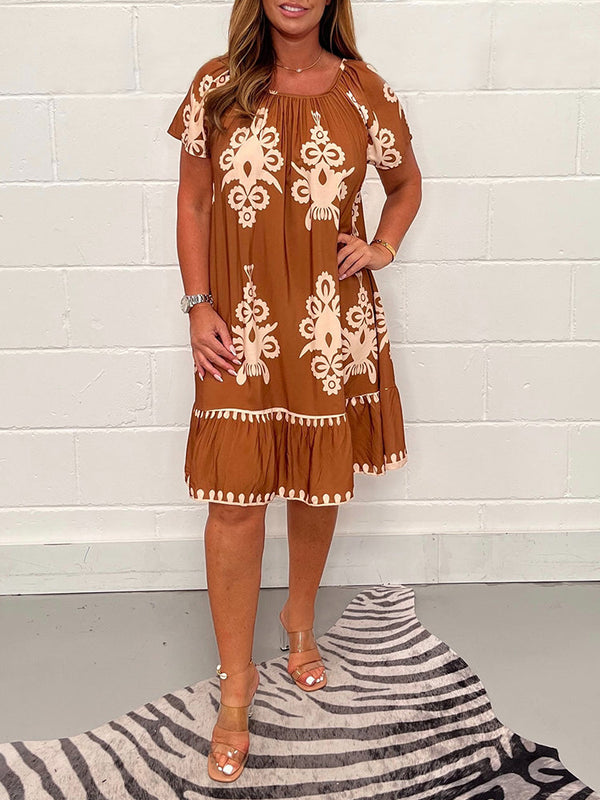 Ranee | Printed Midi Dress Short Sleeve Relaxed Fit