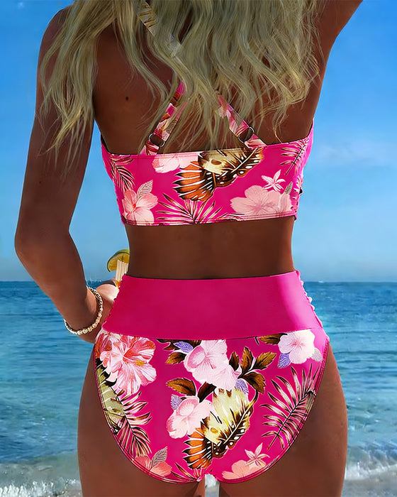 Killiane | Floral Wrap High Waist Bikini Set