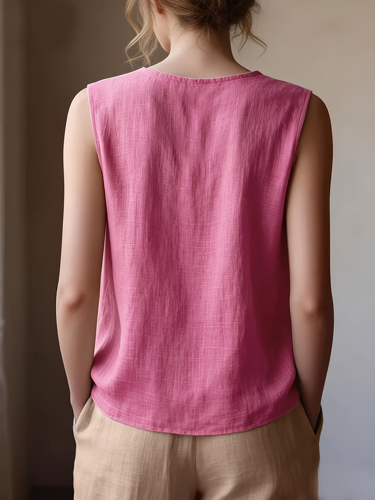 Safiya | Sleeveless Ruffle Neck Loose Blouse