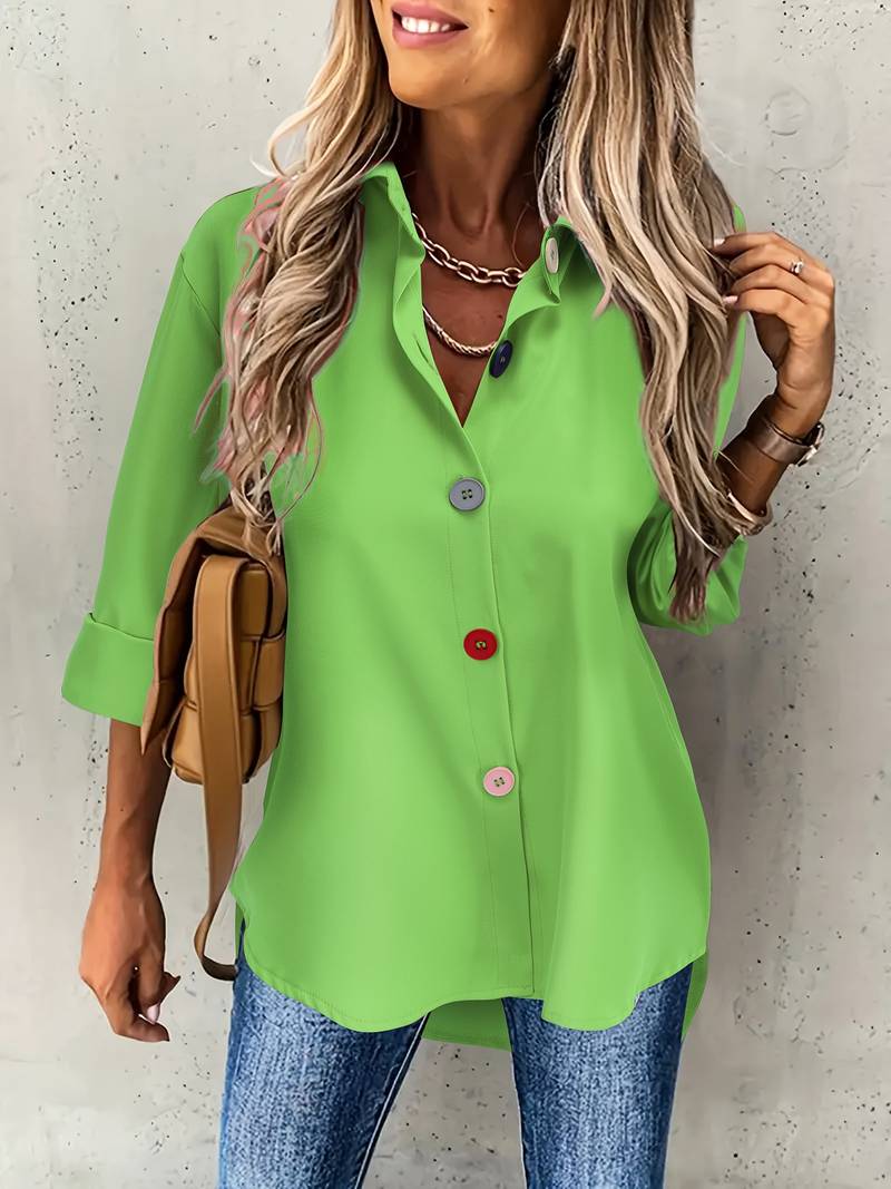 Lasangi - Long Sleeve Button Front Casual Shirt