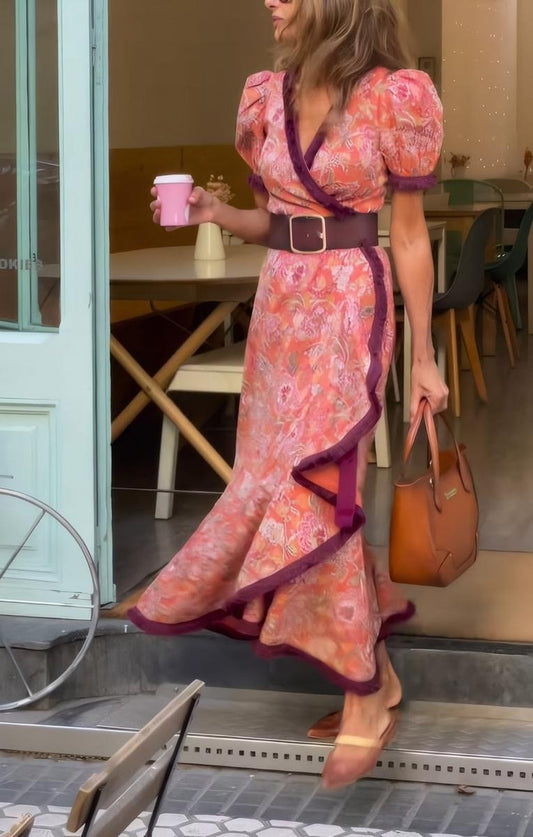 Eliett - Maxi Wrap Dress with Puff Sleeves