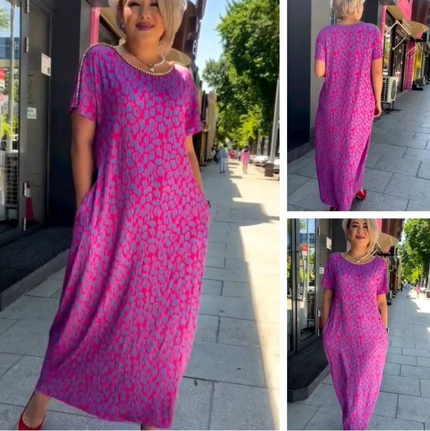 Bettina | Printed Short Sleeve Maxi Dress