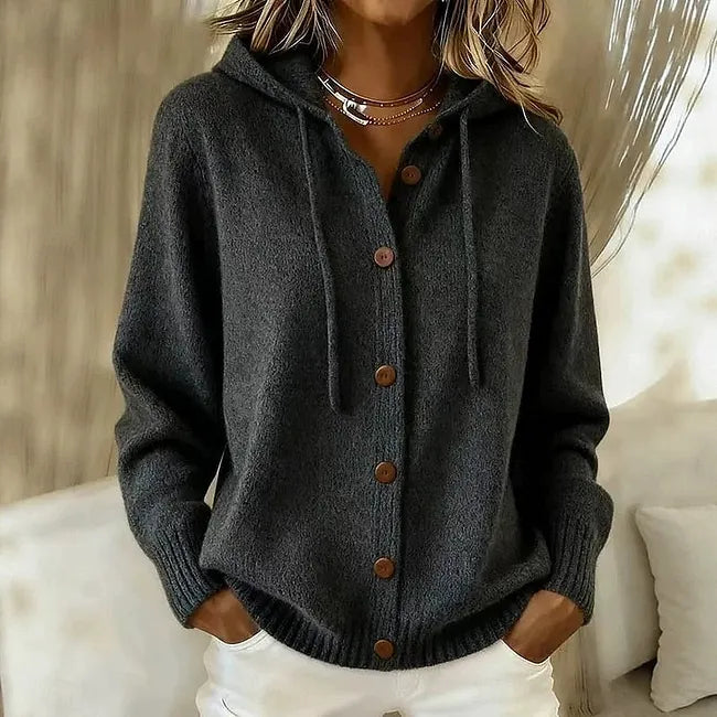 Giliza | Cardigan Hooded Long Sleeve Button Front Knit