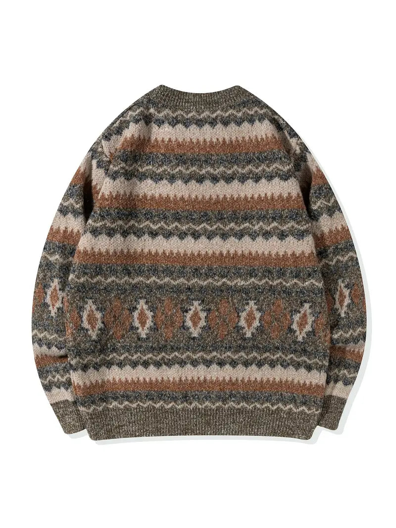 Hartman | Geometric Crew Neck Knitted Sweater