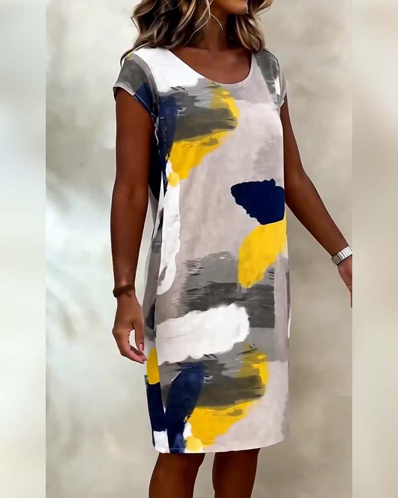 Addie | Dress Abstract Print Short Sleeve Shift