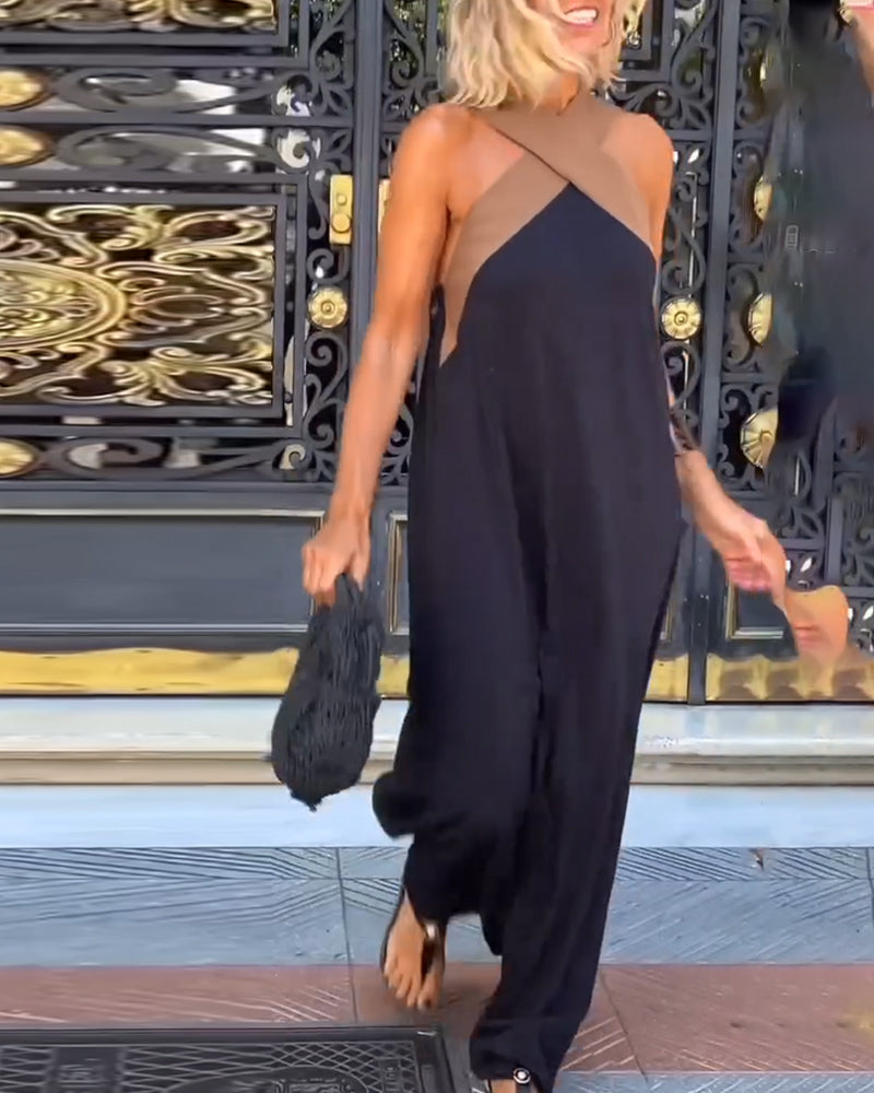 Giana | Sleeveless Cross Halter Maxi Dress