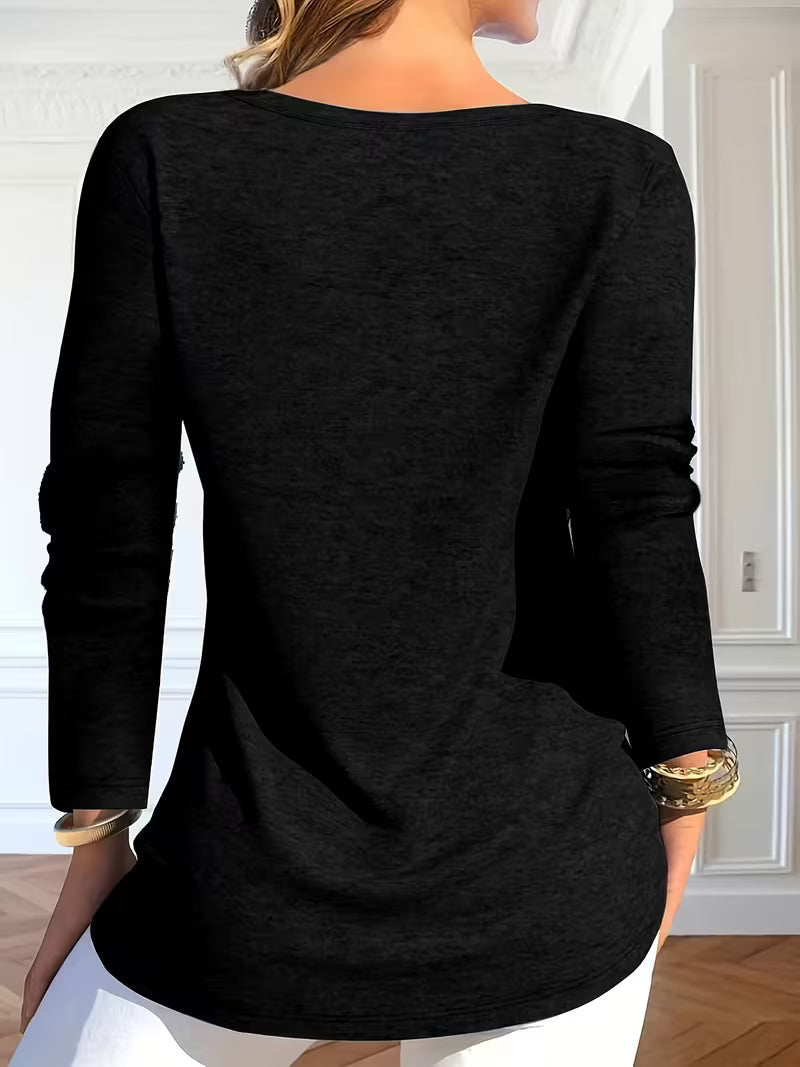 Keziana | Top V-Neck Crisscross Long Sleeve Button