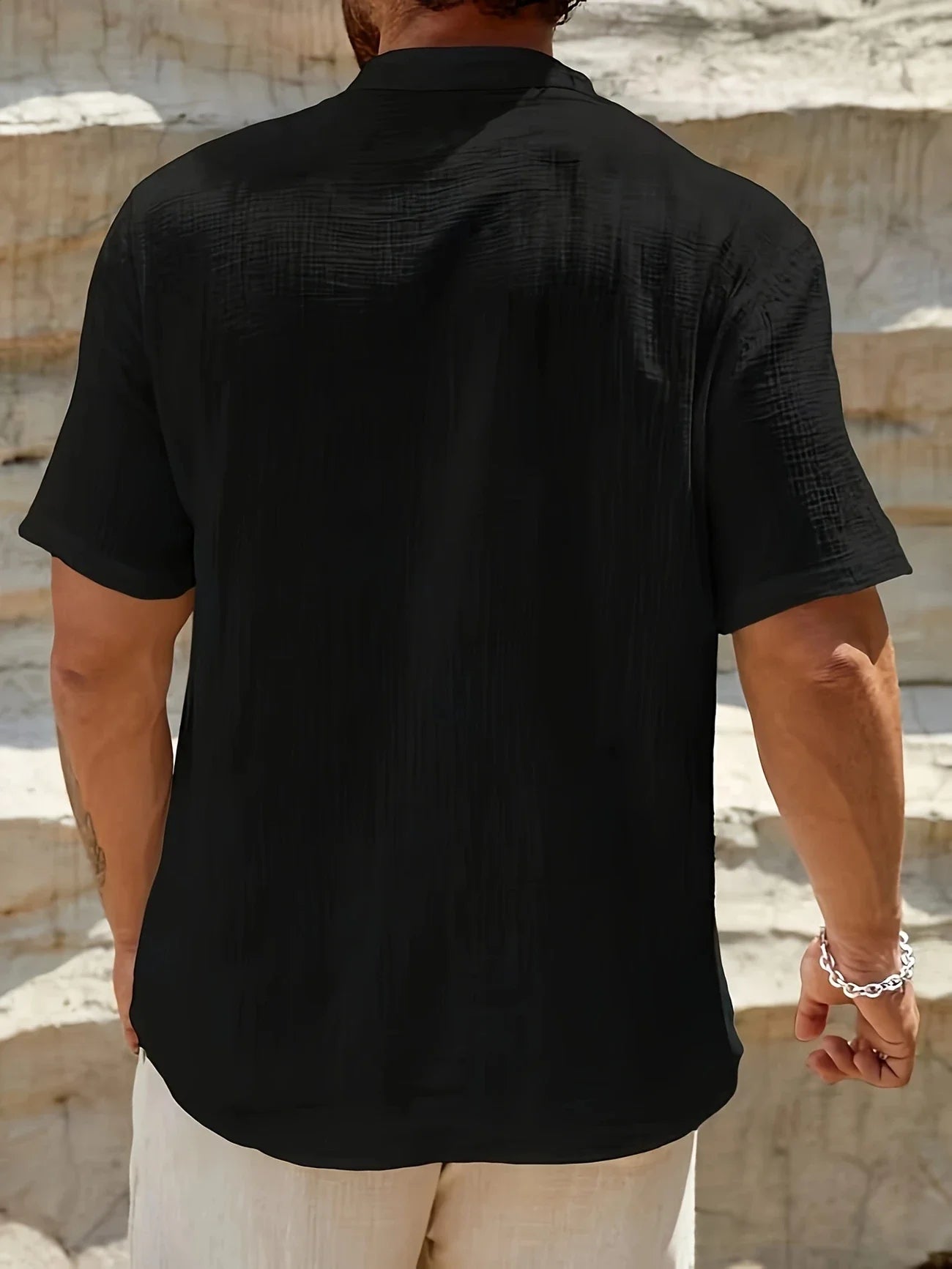 Sancho | Short Sleeve Stand Collar Henley Shirt
