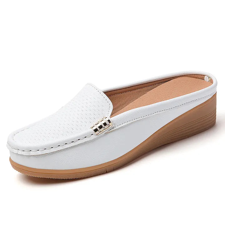 Morgani | Slip On Wedge Moccasin Mule Shoes