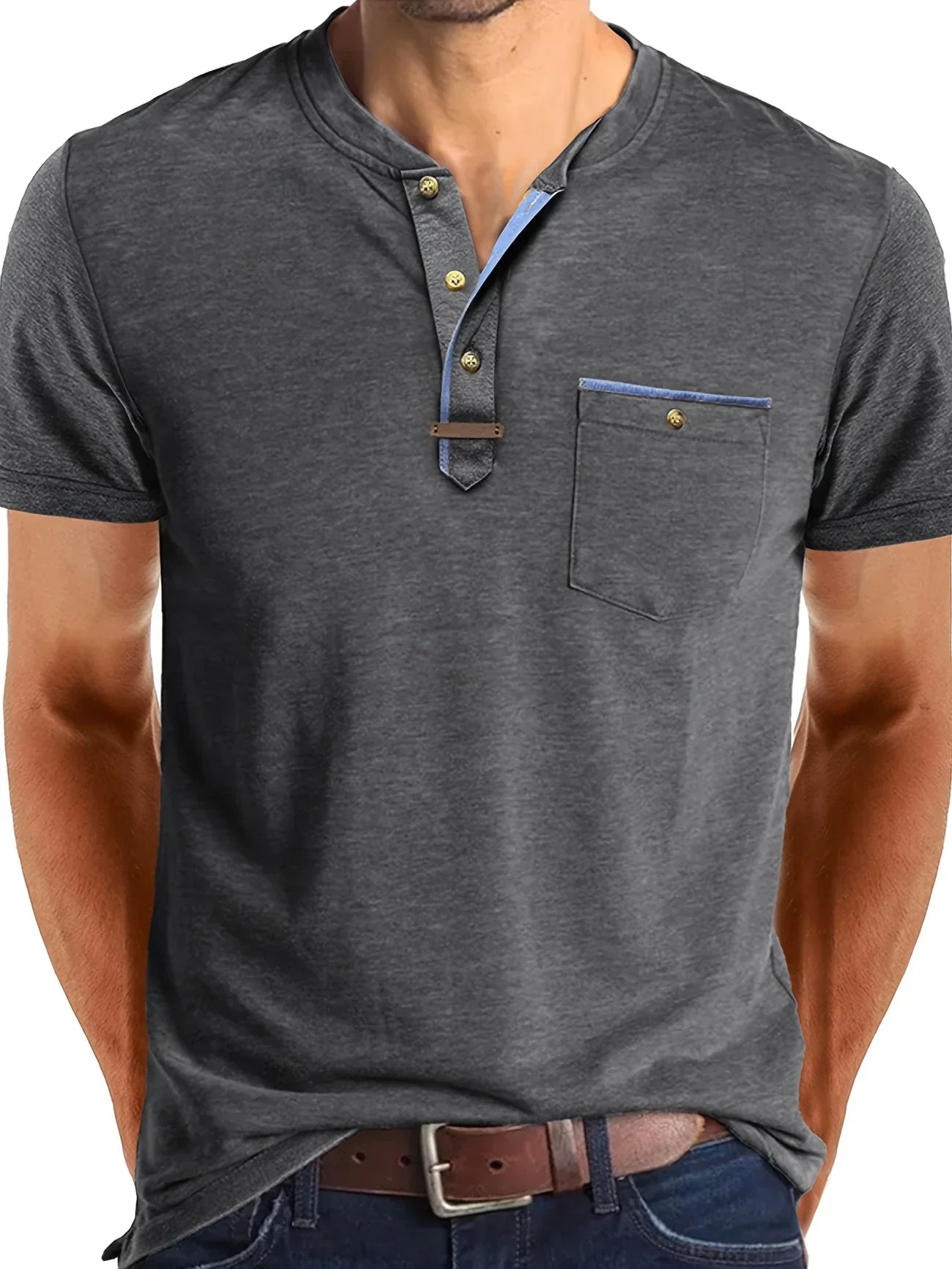 Saxon | Short Sleeve Pocket Henley T Shirt