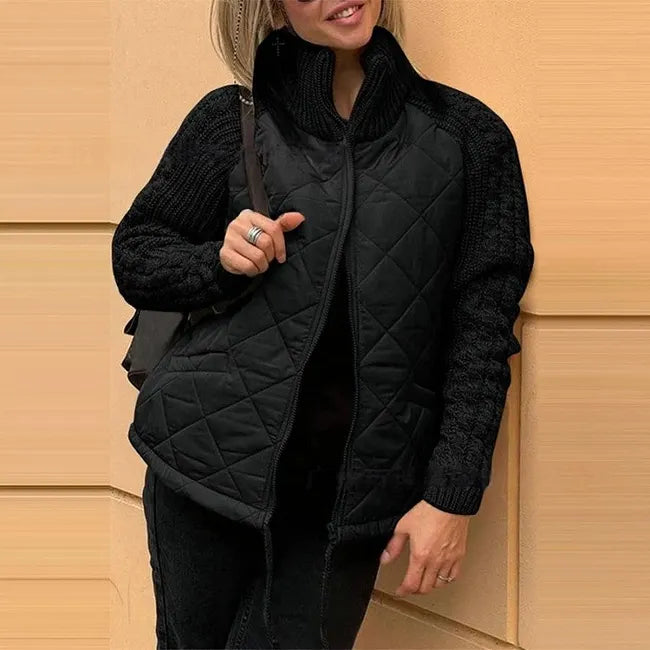 Saskia | Quilted Down Jacket with Knitted Sleeves