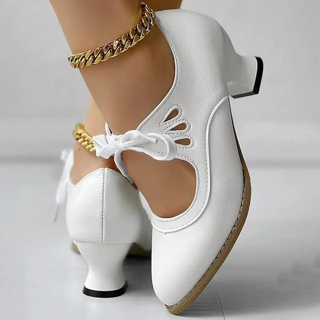 Zydrune | Round Toe Lace Up Heel Pumps