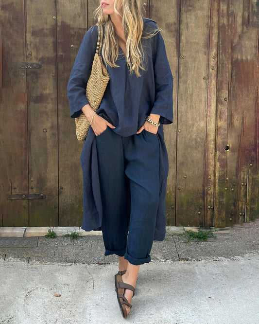 Ximena | Long Sleeve V-Neck Two-Piece Set