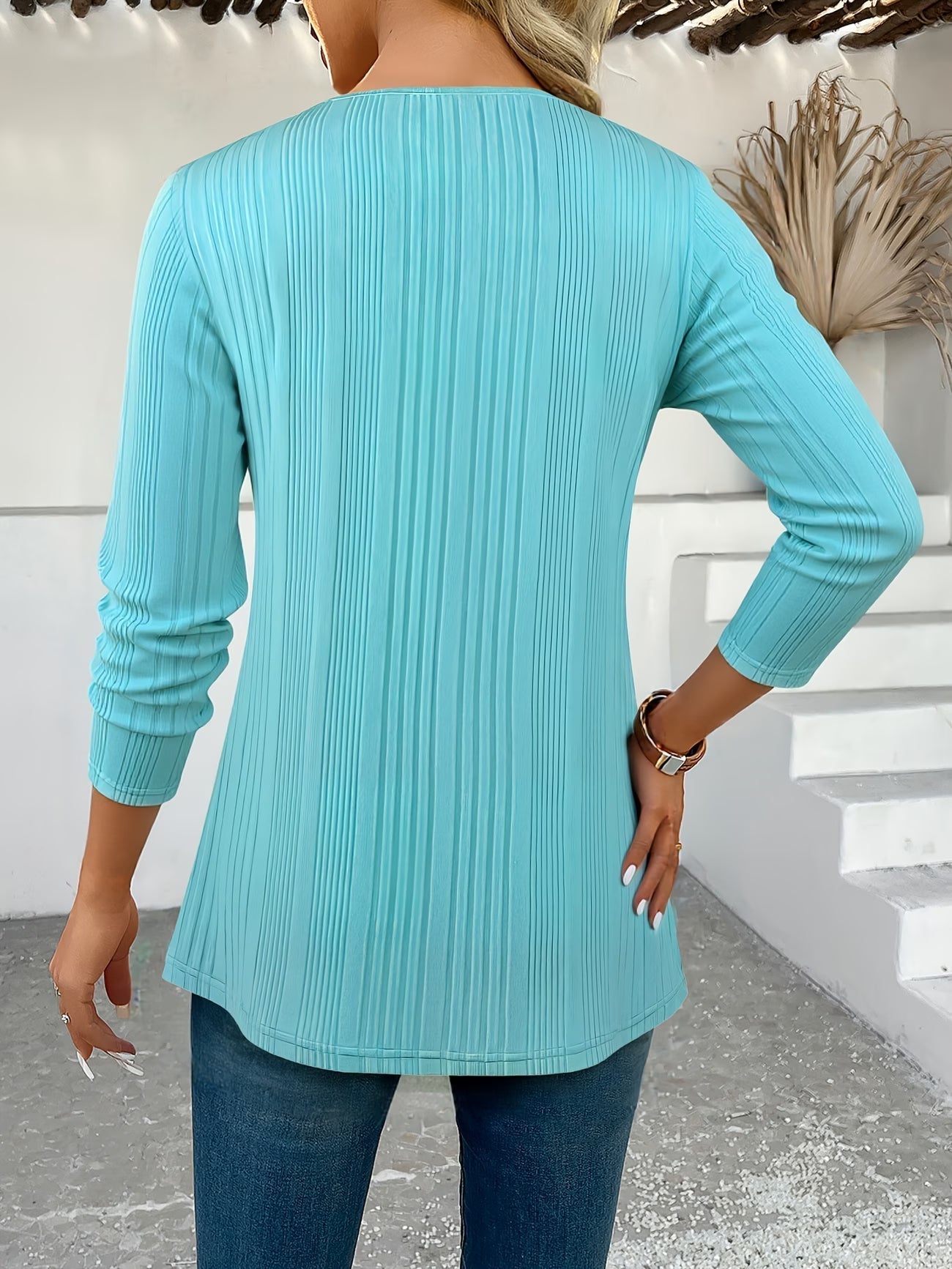 Lizeth | Long Sleeve Ribbed Pattern Tunic