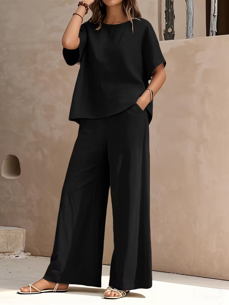 Josy | Trouser Set with Short Sleeve Relaxed Top