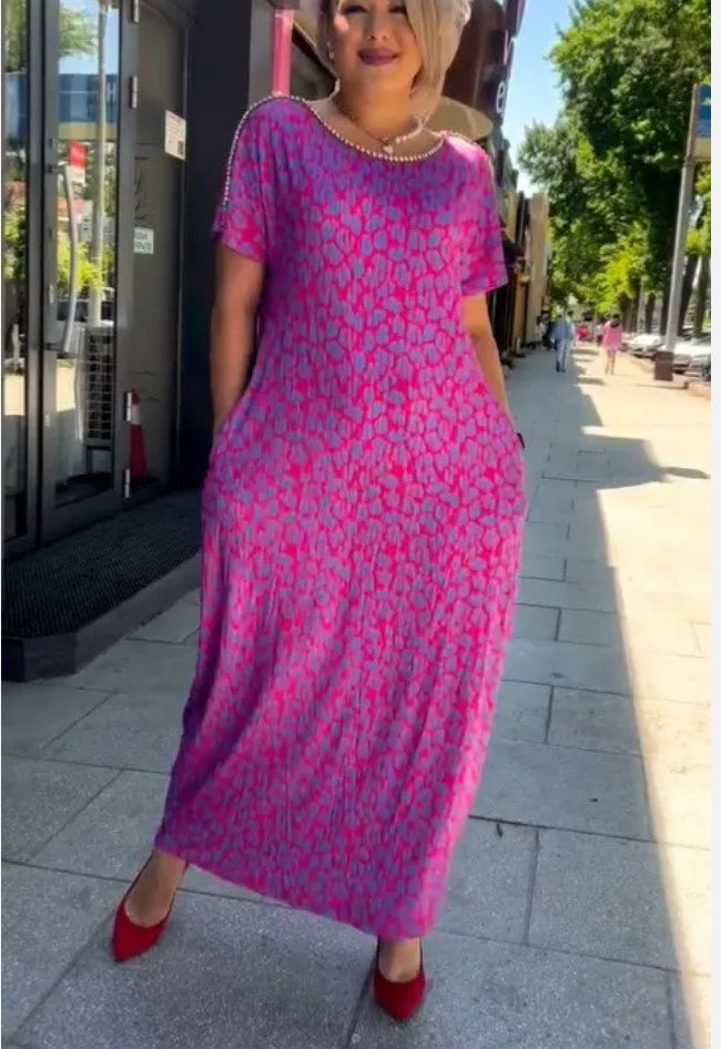 Bettina | Printed Short Sleeve Maxi Dress