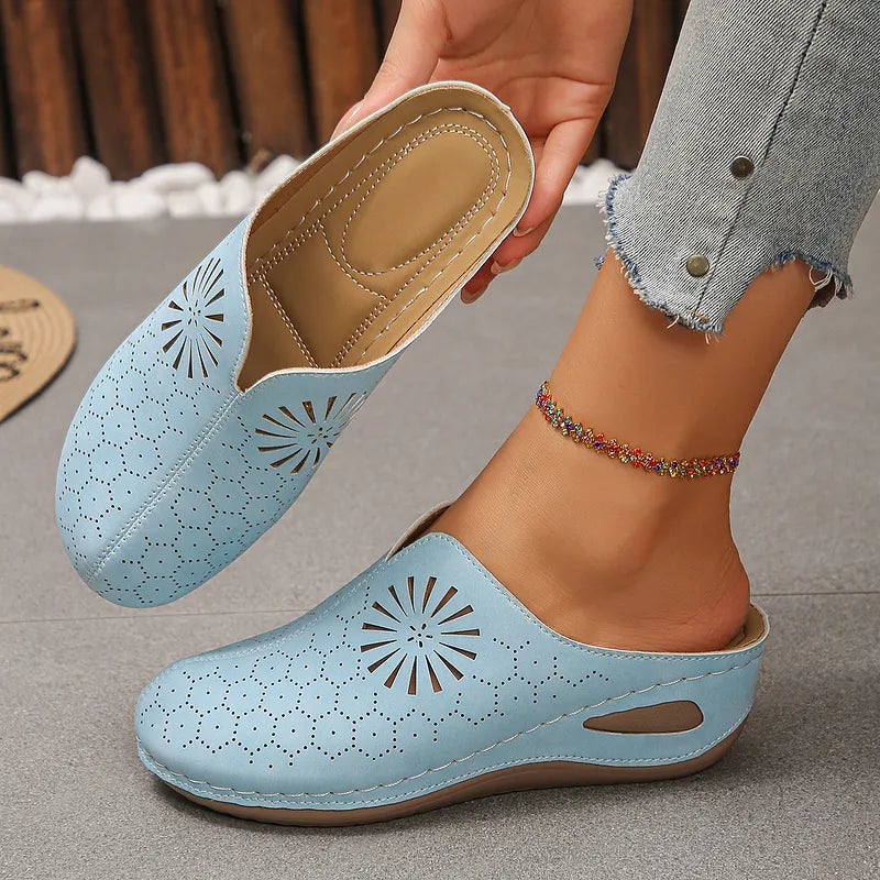 Lainey | Clog Mules With Cutout Floral Design