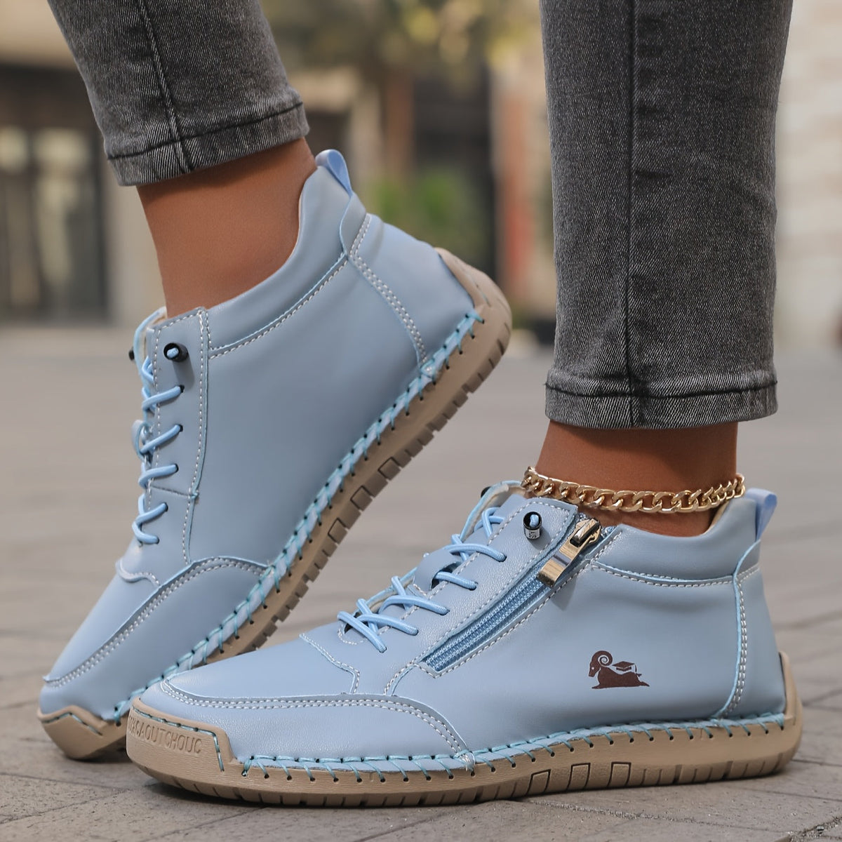 Lynette | Ankle Boots With Laces and Side Zippers