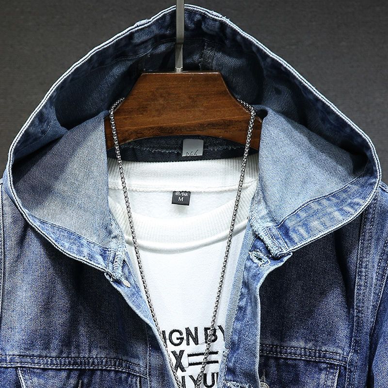 Miller - Hooded Denim Button Front Jacket