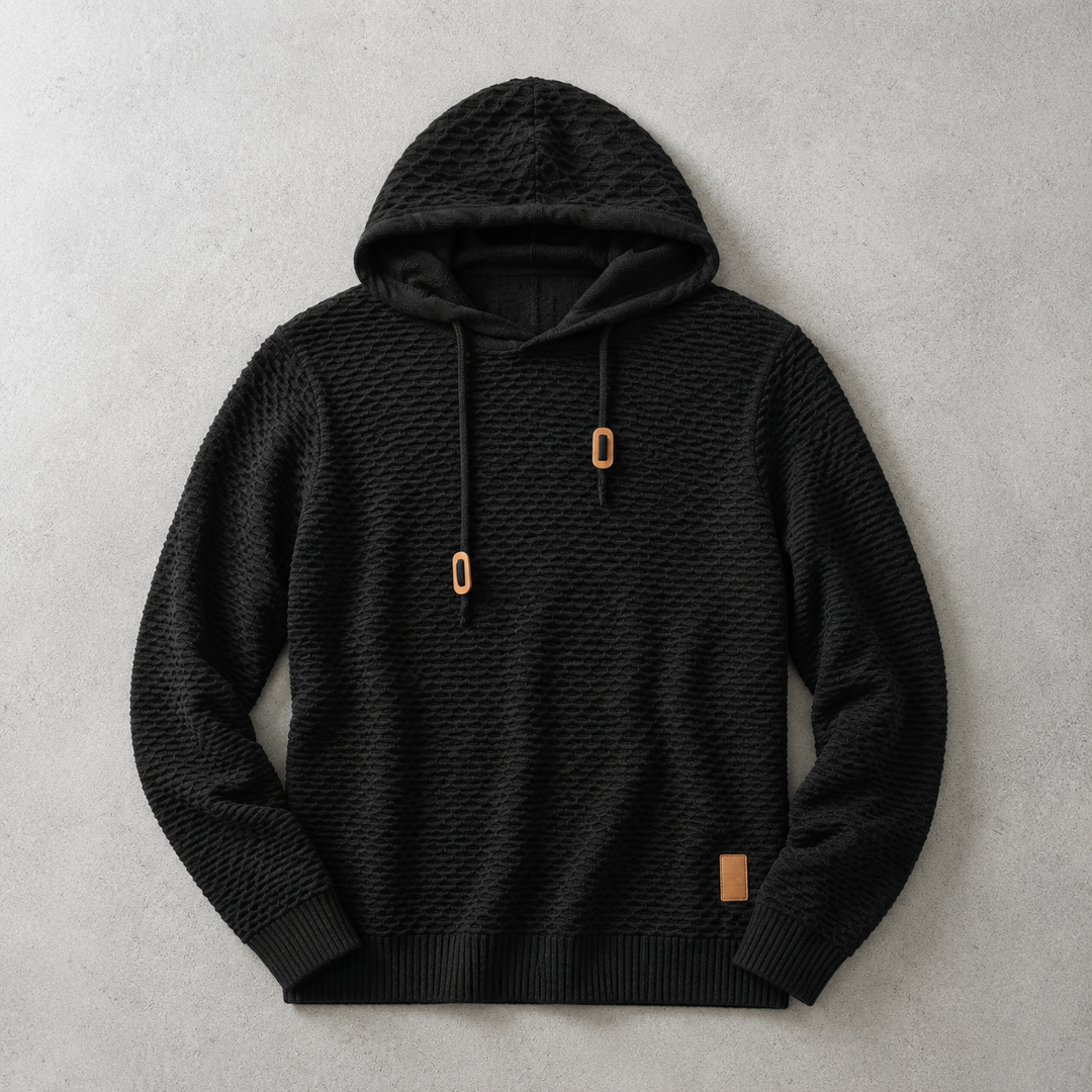 Johannes | Hoodie With Textured Knit and Ribbed Cuffs