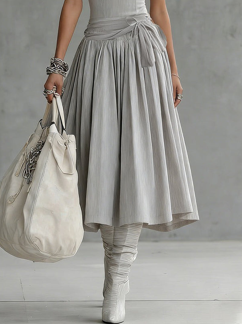 Chotika | Sleeveless Ribbed Grey Midi Dress